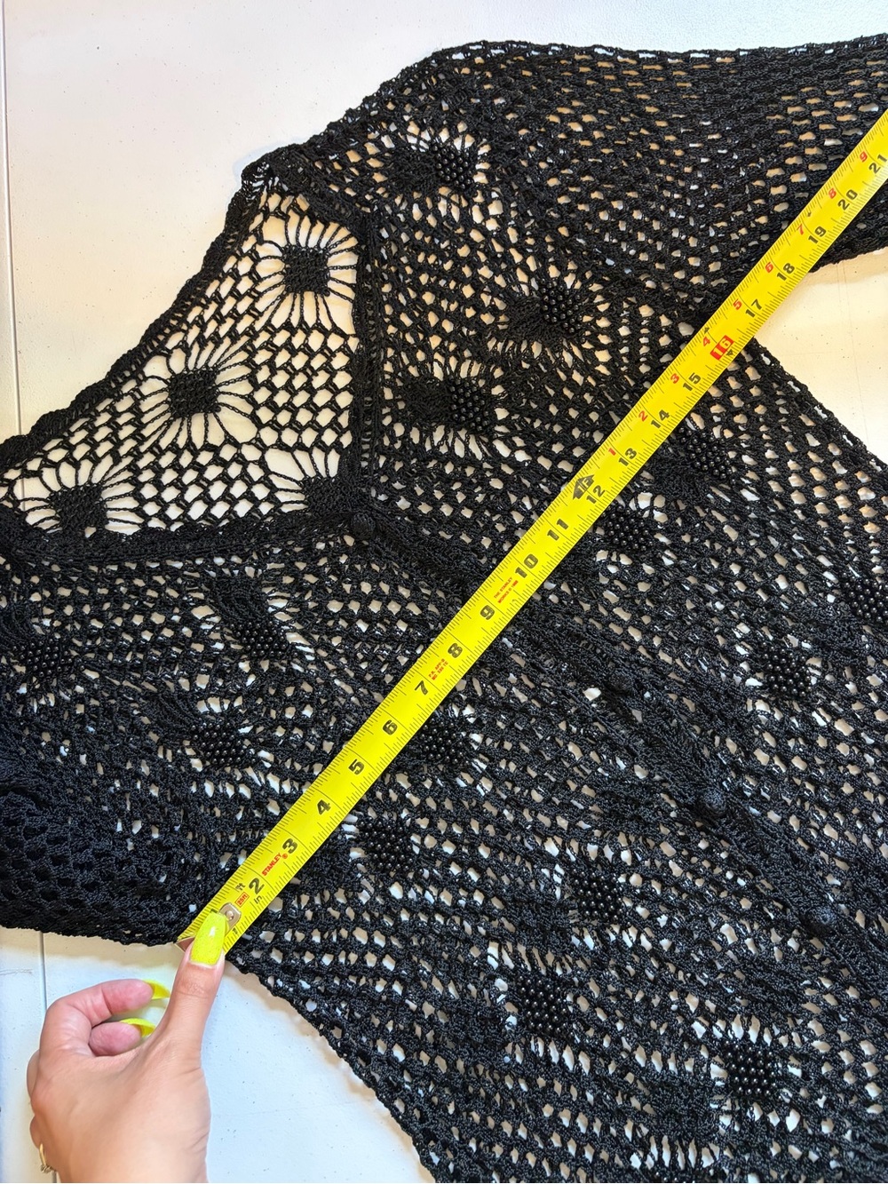 Vintage Y2K Whimsigoth Beaded Crochet Mesh Cardigan Sheer Cover Up Small boho - Picture 11 of 11